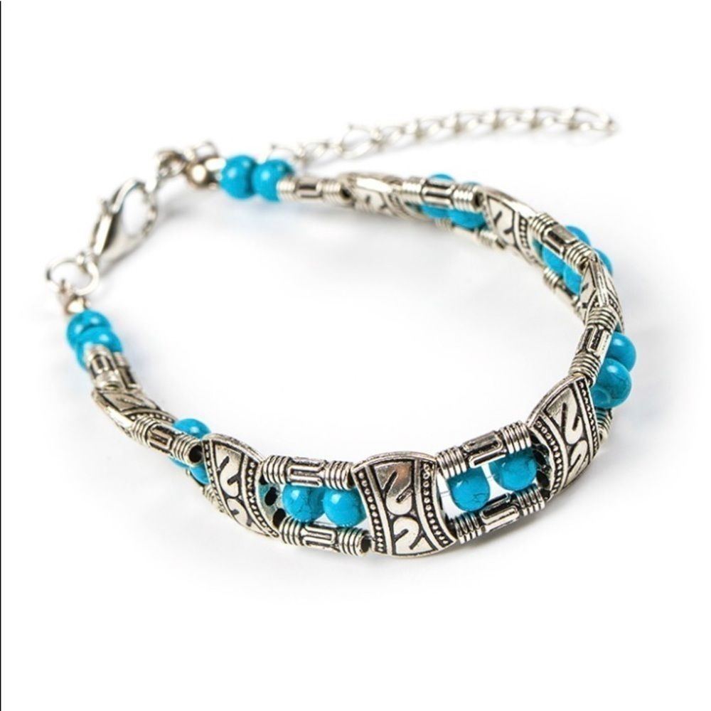 BOHEMIA ANTI-SILVER PLATED TURQUOISE BRACELET